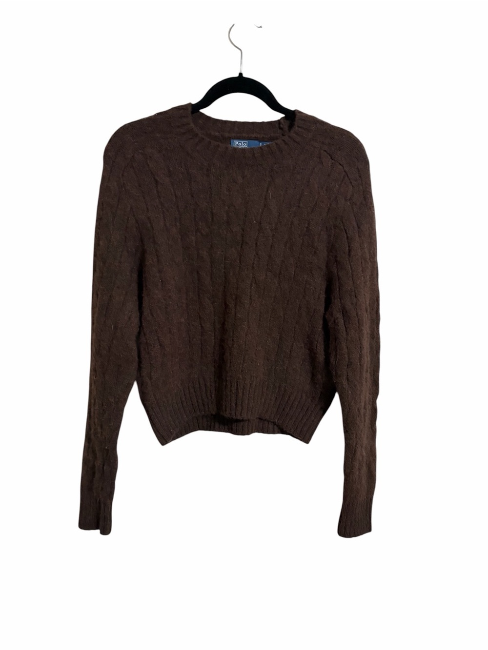 Polo Ralph Lauren Brown Cable-Knit Preppy Crewneck Sweater Wool Alpaca Blend S - Picture 2 of 8
